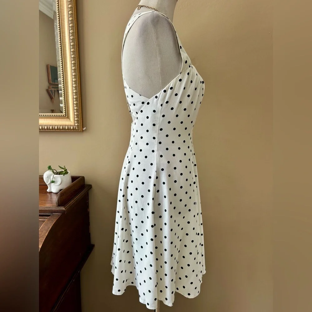 Vintage 90s The Limited Polka Dot Cross Back Dress Black White Open Back Size 6
